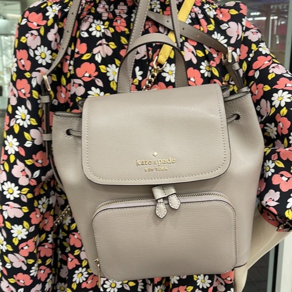 Kate Spade Darcy Flap Backpack Warm Taupe - Picture 9 of 16